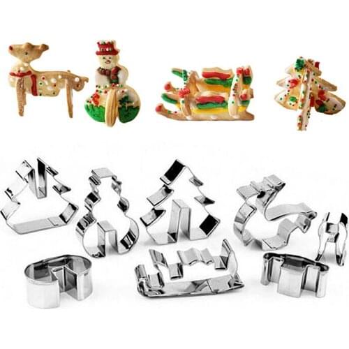 3D 8PCS Christmas Fondant Cake Decorating Plunger Sugarcraft Cutter Mold Tool Cake Decorating Tool