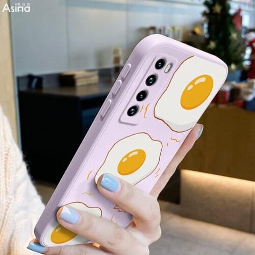 ASINA Liquid Silicone Case For Huawei Nova 7 8 6 Pro Cover Cartoon Bumper Straight Edge Cases For Nova 3 3i 4 5t 5z Egg Coque