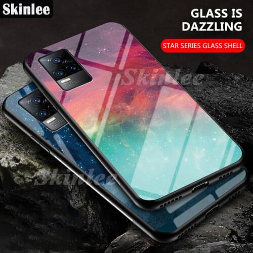Skinlee Case For vivo V21 Cover Space Starry Sky Print Shockproof Tempered Glass Cover For VIVO V21E
