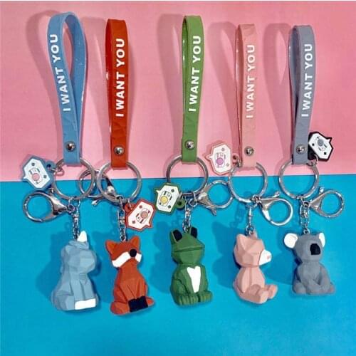 Dayoff Lovely Animal Fox Frog Koala Pig Keychain Keyring For Women Jewelry Cute Silicone Doll Key Holder Keyring Gift K58