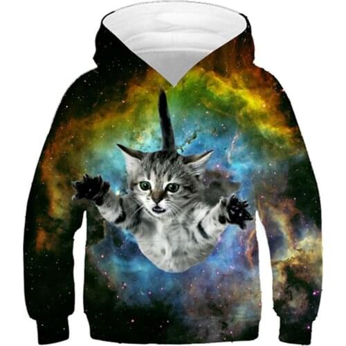 Children Fashion 3D Hoodies Boy/Girl Colorful Galaxy Lovely Animal Cat Brand Design Hooded Sweatshirts Kids Pullovers Clothes