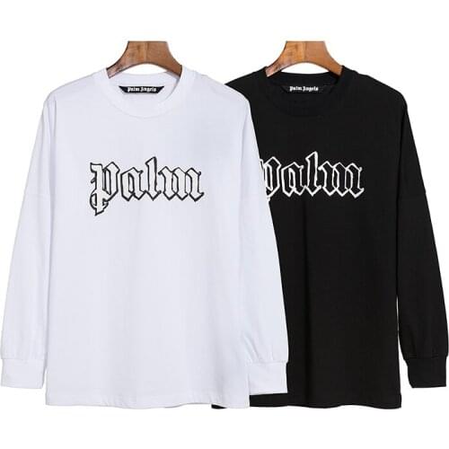 Palm Angels letter printing couple round neck cotton street hip-hop popular simple wild men women long-sleeved T-shirt