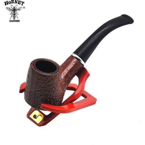 HORNET Classic Durable Handmade Wooden Wood Tobacco Pipe Metal Bowl Wood Smoking Pipes Tobacco Cigarettes Cigar Pipes Holder