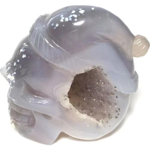 Crystal Cluster Skull Natural Crystal Carved Druzy Agate Skull For Decoration YHM