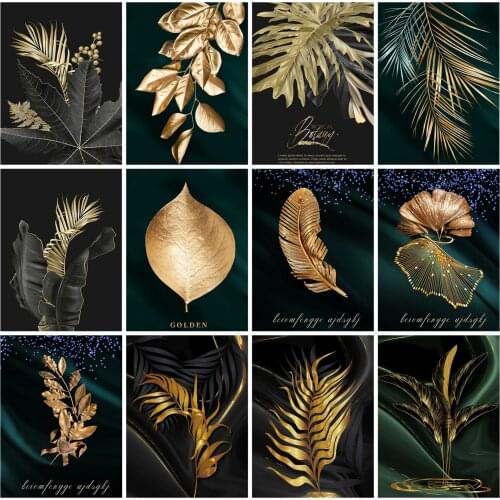 Huacan Full Square Diamond Painting New Arrivals 5D Leaf Diamond Embroidery Mosaic Cross Stitch Plant Home Decor Art