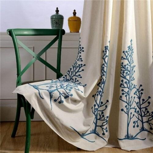 Jinyahome 1Pc 85% Shading Embroidery of Branches Curtain Drape Window Bedroom Livingroom Sliding Door Children Room 2097