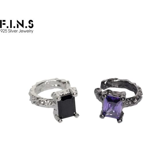 F.I.N.S 1PC Korean Style 100% S925 Sterling Silver Uneven Ear Clip No Puncture Square Zircon Catilage Silver 925 Earcuff Jewelry