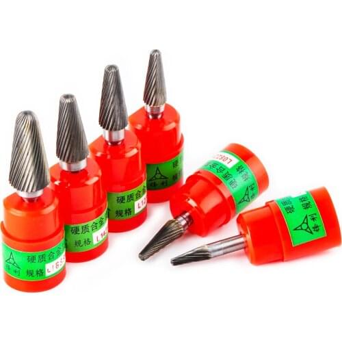 Conical Head Carbide Grinding Head 1PC Wood Carving Tungsten Steel Rotary Boring Cutter Abrasive Tools LType File Milling Cutter