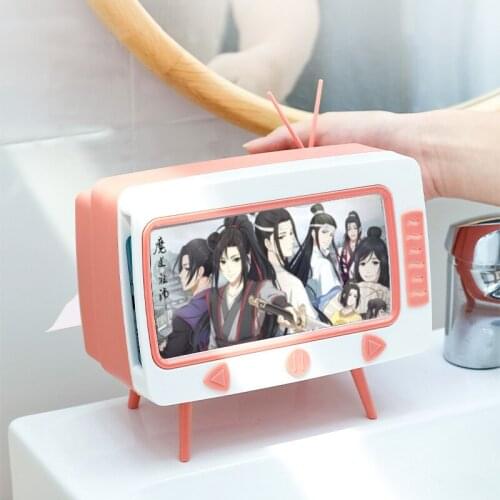 Cute Tissue Box Storage Creative TV Tissue Box Desktop Paper Holder Multifunctional Pumping Phone Holder Napkin Case Organizer
