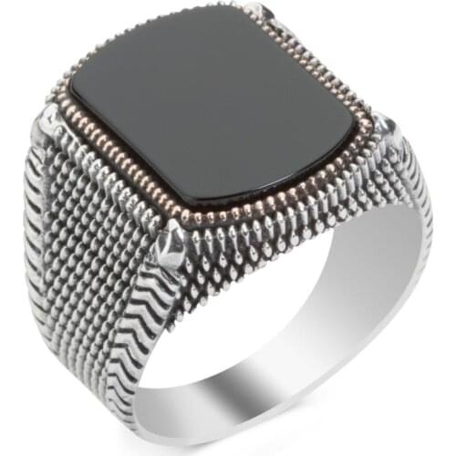 925 Sterling Silver Mens Ring with Black Onyx Stone Plain Ring Black Stone Ring for Men Onyx Ring