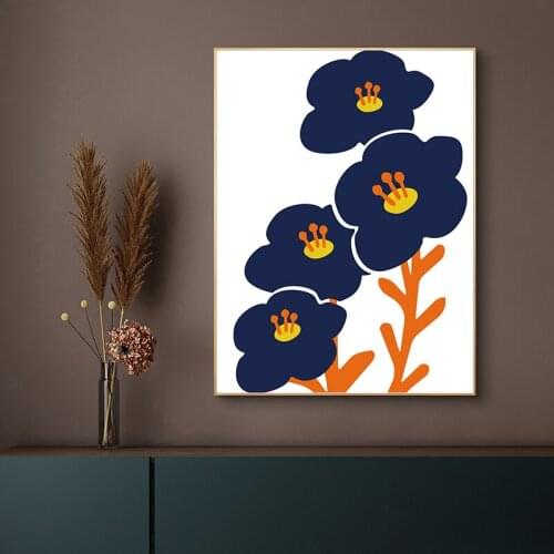 Canvas Painting Wall Art Japanese Flower Poster Nordic Style Colorful Flowers Black and White Traditional Living Room Art Wall