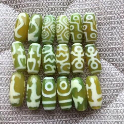 Natural Green 20-25mm Agate DZI 2/9eyes Big men Longan 6 Eyes DZI Men&Women High-end Jewelry DIY Free Shipping