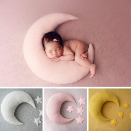 Newborn Photography Props Moon-shape Pillows With Stars Full-moon Baby Photo Shoot Accessories Posing Props Creative Props