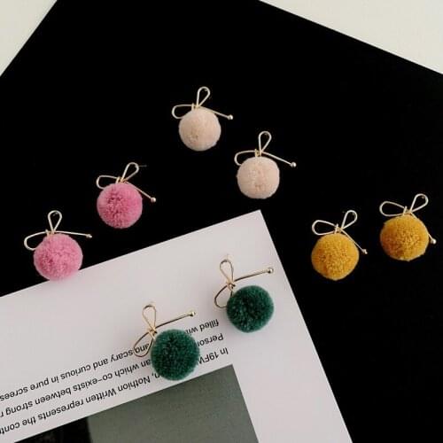 Orgin Summer Korean Winter Bowknot Hairy Dangle Earrings for Women Hot Sale Irregular Earrings Party Gifts Jewelry Accessories