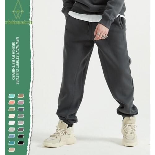 Autumn Winter Mens Sweatpants Thicken Fleece Loose Fit Cotton Joggers Pants Unisex Elastic Waist Sweatpant Mens Track Pants