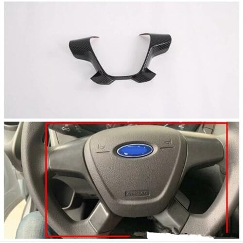 Carbon Fiber ABS Car Steering Wheel Cover Trim Fit For Ford Transit 2017 Tourneo Custom 2016