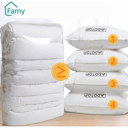 Simple Transparent Storage Bags Clothes Compressed Vacuum Bag Reusable Clothing Comforters Reusable Blanket Quilt Organizer