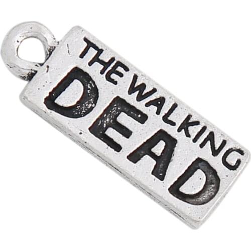RAINXTAR Fashion The Walking Dead Alloy Tag Charms Letter DIY Charms 8*20mm 20pcs AAC1773