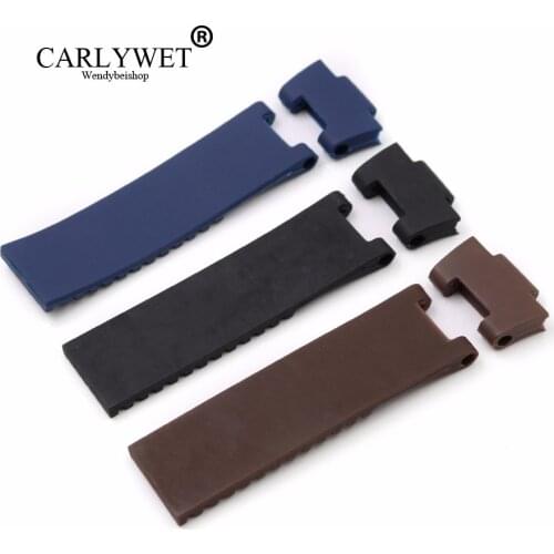 CARLYWET 25*12mm Black Brown Blue Waterproof Silicone Rubber Replacement Wrist Watch Band Strap Belt For Ulysse Nardin