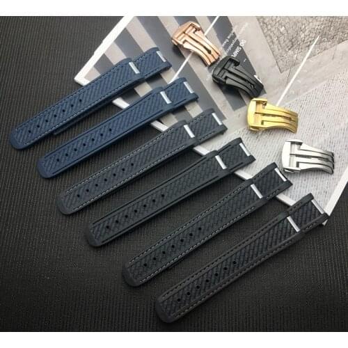 Black 20mm Watchband Curved End Silicone Rubber Watch band with Metal for Omega strap Seamaster 300 AQUA TERRA AT150 8900 Tools