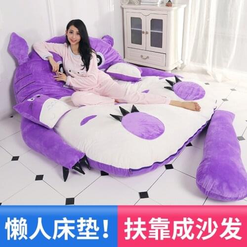 Luxury Purple Princess Totoro lazy sofa bed Single cartoon tatami mats Lovely creative small bedroom sofa bed chair
