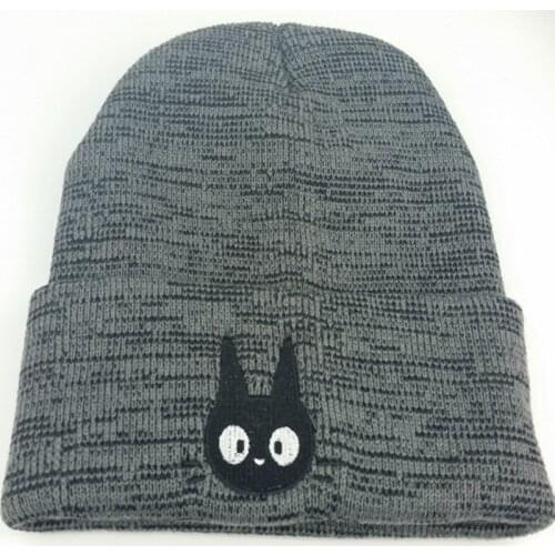 Mens Winter Hats Cartoon Cat Knitted Beanie for Women Gray Caps Warm Gorros Bonnet