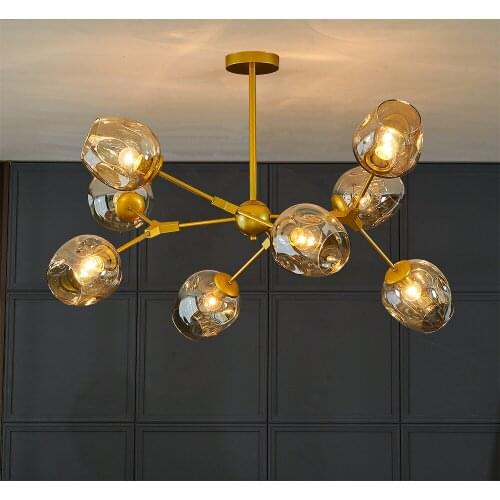 Modern Glass Ball Led Chandelier Dinning Room Bedroom Chandelier Lighting Nordic Kitchen Lustre Luminaire Hanging Light Fixtures