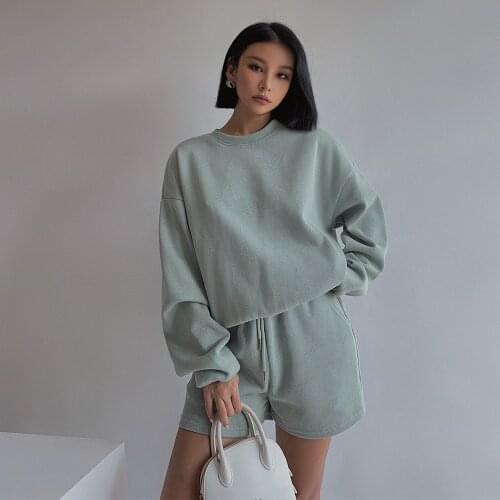 Sporting Shorts Outfit Solid Color Suit Womens High Quality Tracksuits 2 Piece Set Summmer Autumn Sweatshirt
