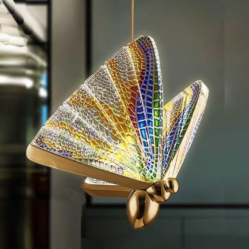 BTX Nordic Led Chandelier for Dining Living Room Bedroom Bedside Staircase Hall Modern Butterfly Pendant Lamp Indoor Lighting