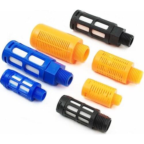 Air Silencer Plastic Exhaust Muffler Pneumatic 1/8 1/4 3/8 1/2 3/4 G1Male Thread Absorb Noise Filter Slip Lock for Misting Pump