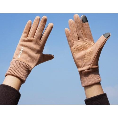 Gloves Women Winter Suede Gloves Fashion Sport Warm Korean Version Gloves Riding Touch Screen Gloves Work Gloves