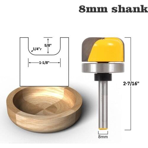 1Pcs 8mm Shank Half Round Keyway Bit Endmill Router Bits Wood 2 Flute Bearing Woodworking Tool Door Lock Milling Cutter