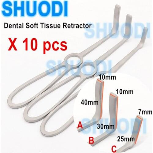10 pcs Dental Retractor Kocher-Langenbeck Retractor Cheek Tissue Surgery Retractor Stainless Steel Surgical Instruments