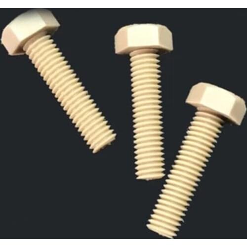 2Pcs M3 Resistant high Temperature Strength Peek Screws plastic hex head Allen outer Hexagon Screw bolt Length 6mm-25mm