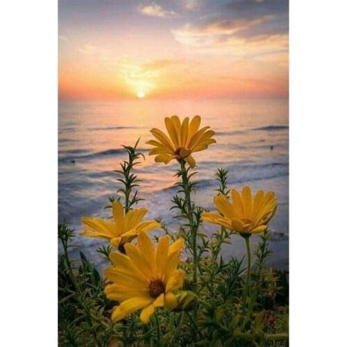 Diamond Embroidery Sunset Flower 5D DIY Diamond Painting Full Square Diamond Mosaic Pictures of Rhinestones Home Decor