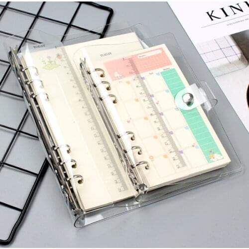 A5/A6 Transparent PVC Loose Leaf Binder Notebook WIth Inner Core Note Book Journal Planner Office Stationery Supplies