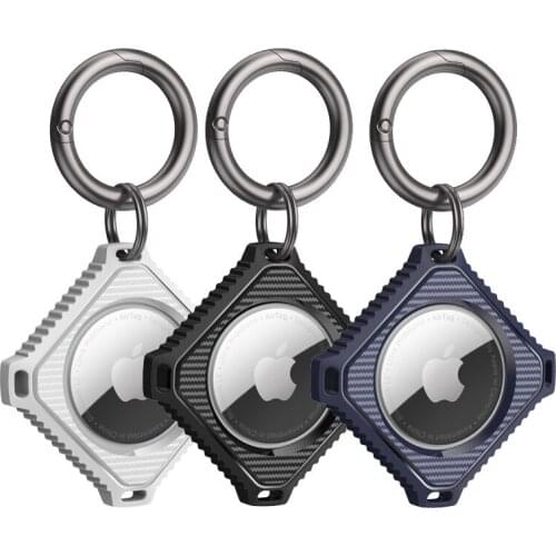 Carbon Fiber TPU Airtag Case Anti-scratch Protection Cover For Apple Airtags Tracker Anti-lost Airtag Keychain AirTag Dog Cat