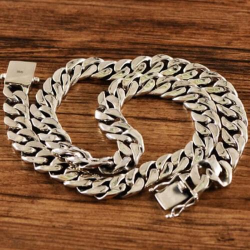 Pure S925 Silver Necklace Heavy Gold 156g Boss Chain Necklace For Men Vintage Necklace