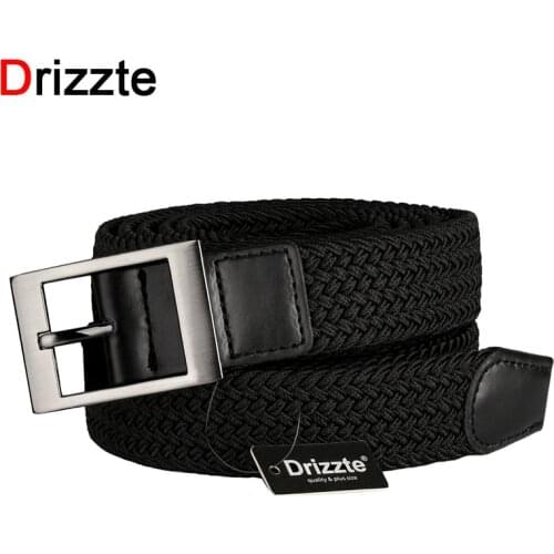 Drizzte Plus Size 110-180cm 190cm 63'' 67'' 71'' Long Black Braid Elastic Stretch Belt Mens Metal Buckle for Big and Tall Man