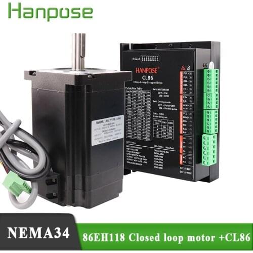Hybrid Step-servo motor NEMA34 cnc stepper motor kit 86EH118A6001 and CL86 Closed Loop Servo Driver for CNC milling machine