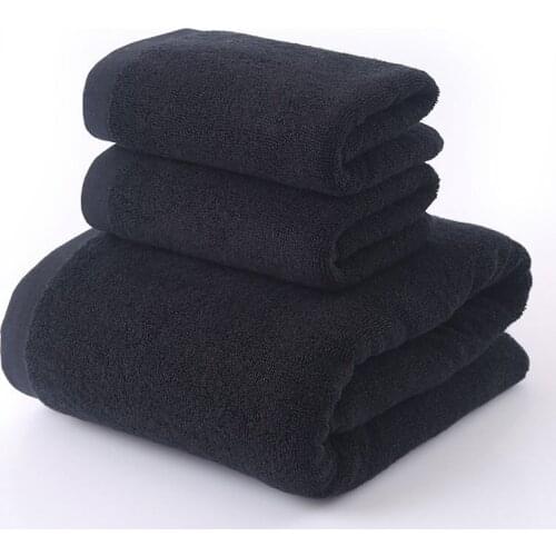 LYN&GY cotton Black bath towel set 1pc bath towel brand 2pcs face towels Bathroom Set jogo de toalhas de banho Christmas decor