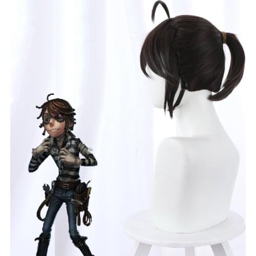 Identity V Luca Balsa Wig Brown Short Ponytail Heat Resistant Synthetic Hair Cosplay Wigs + Wig Cap