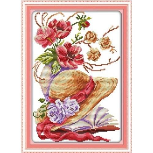 Beautiful poppy hat cross stitch kit DIY needles. Line. Embroidered cloth. Drawing a full set of materials package embroidery
