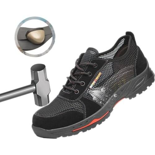 Mens Shoe Steel Baotou Summer Outdoor Hiking Shoe Mesh Surface Breathable Deodorant Light Anti-thorn Leisure Safety Sports Shoe