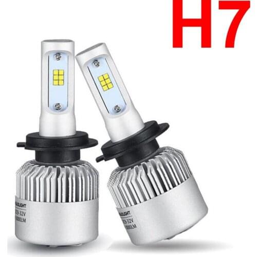 1 Set H7 S2 LED Headlight Super Slim Conversion Kit 72W 8000LM CSP Y19 LED Chips All-in-one Built-in Fan Driving Fog Lamps Bulbs