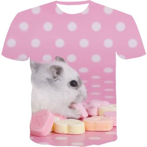 The Newly Released 20213d Printed Cute And Fun Hamster Polyester Breathable And Comfortable Little Boys And Girls T Shirt