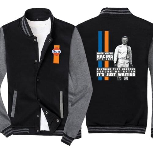 New Spring and Autumn Mens Baseball Jacket Gulf Logo No Cap Fashion Cardigan Long Sleeves Sportsweater Hoodies