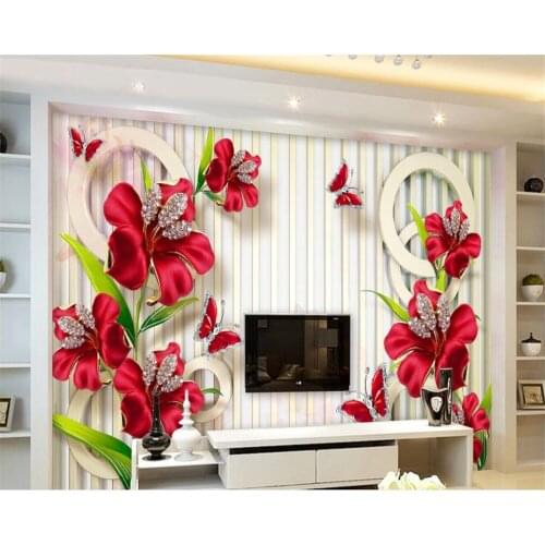 Custom Wallpaper 3D New beautiful high quality jewelry flower TV background wall Wallpaper papel de parede wall paper beibehang