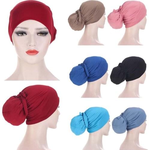 Full Cover Muslim Inner Hijab Caps for Women Solid Cloth Hair Bonnet Turban Cap Muslim Headcover Female Turbantes Caps Bandanas