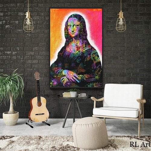 Portrait Art Street Graffiti Mona Lisa Posters and Prints Canvas Funny Famous Painting on The Wall Art Picture for Room Decor